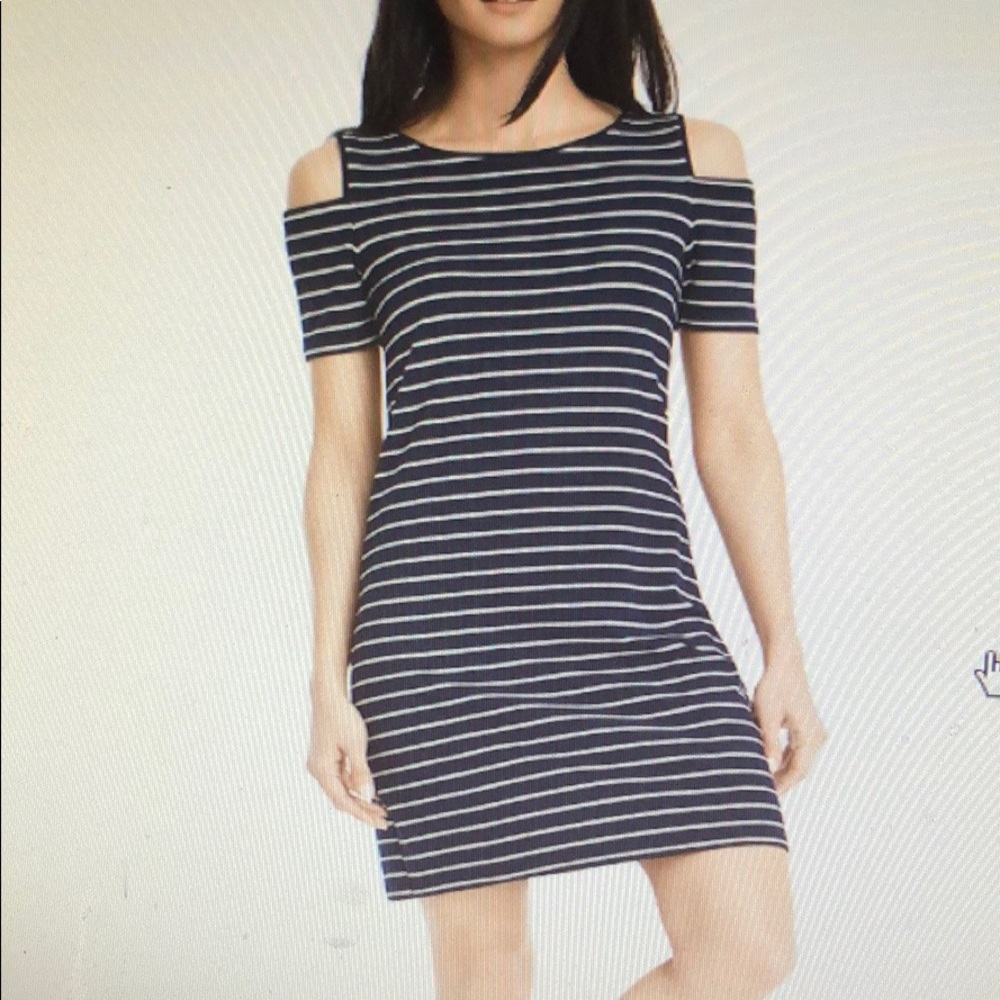Striped Multicolored Cold Shoulder knit Dress